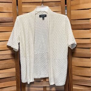 Perceptions New York Open Cream Cardigan Knit Sweater Women’s Large L Acrylic